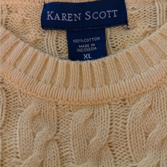 Karen Scott sweater, yellow, size XL, soft cable knit , all cotton - Picture 3 of 6